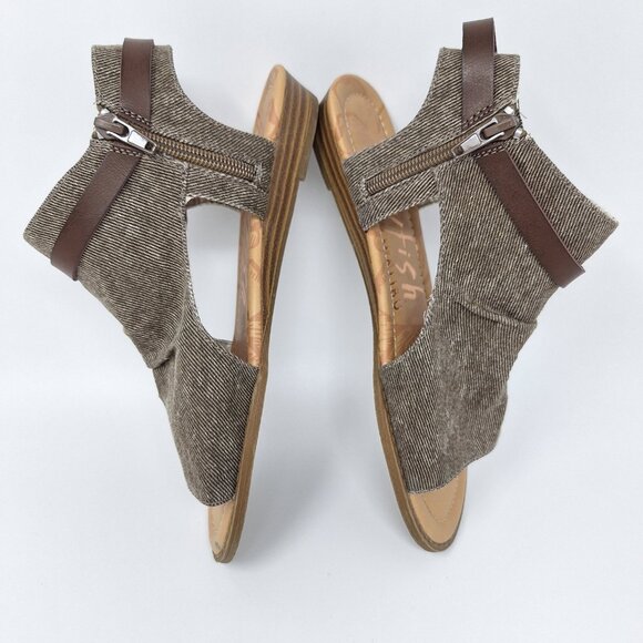 Blowfish Sandals Women's 8 Gladiator Flat Strappy Malibu Beige Fabric Open Toe - Picture 9 of 15